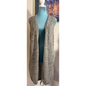 Max Studio Gray Long Knit Open Front Cardigan